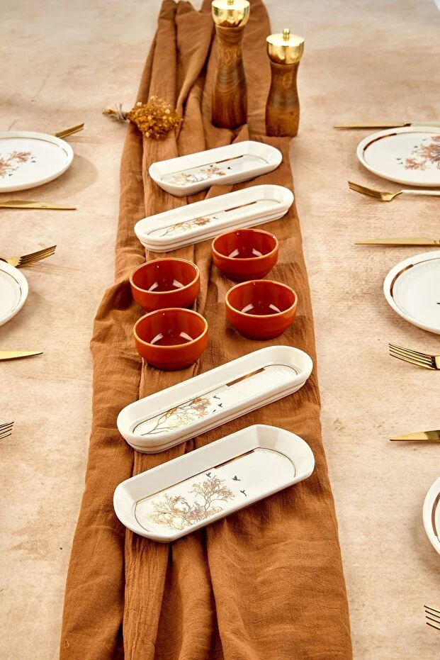 Gold Lüx Seramik Dilek Ağacı 14 Parça Kahvaltı Takımı